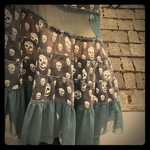 Skull vintage layered tank cami goth lingerie
